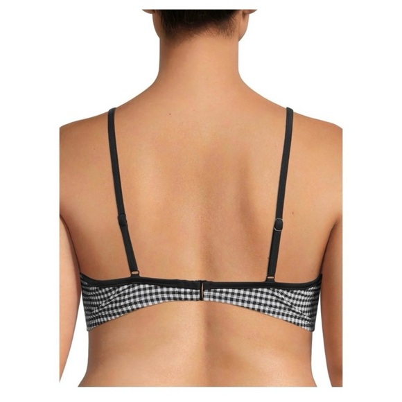 Time and Tru Women's 3X (24W-26W)  Black and White Check Square V Wire Swim Top - Picture 2 of 11